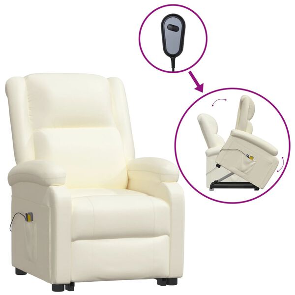 vidaXL Fauteuil de massage Cr&egrave;me Similicuir