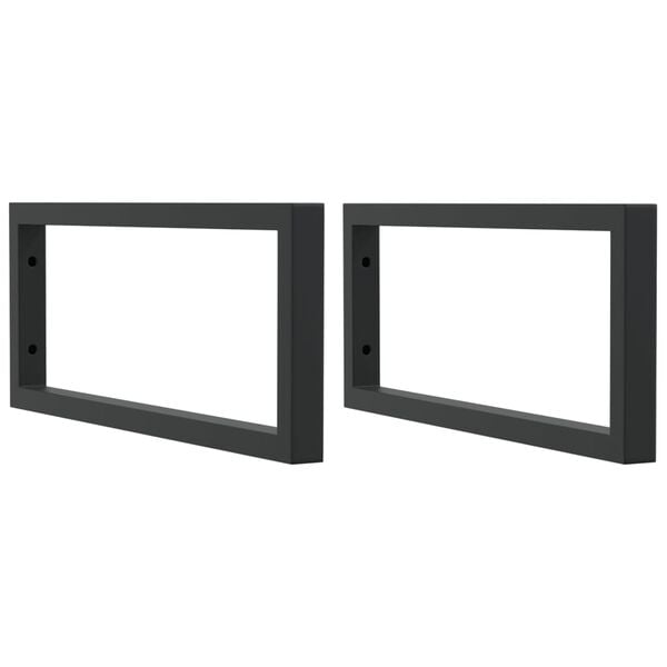 vidaXL Supports d'&eacute;tag&egrave;res pour lavabo 2 pcs noir rectangulaire acier