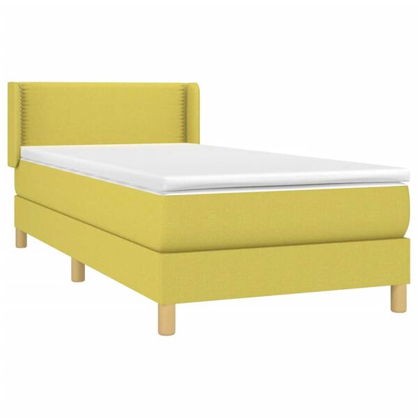 vidaXL Sommier &agrave; lattes de lit avec matelas Vert 100x200 cm Tissu