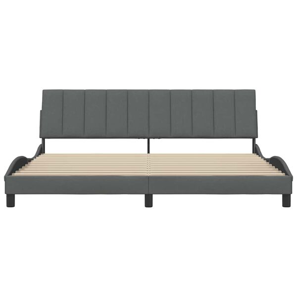 vidaXL Cadre de lit sans matelas Hanko gris fonc&eacute; 200x200 cm tissu