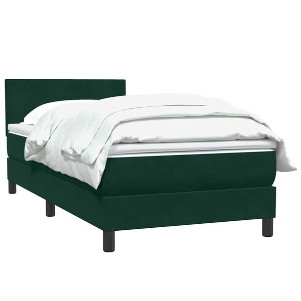 vidaXL Sommier &agrave; lattes de lit et matelas vert fonc&eacute; 80x220 cm velours