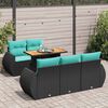 vidaXL Salon de jardin 6 pcs avec coussins noir r&eacute;sine tress&eacute;e