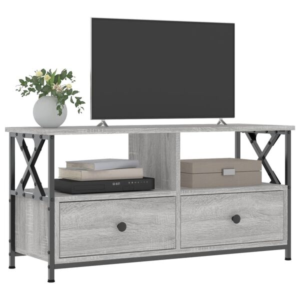 vidaXL Meuble TV sonoma gris 90x33x45 cm bois d'ingénierie et fer