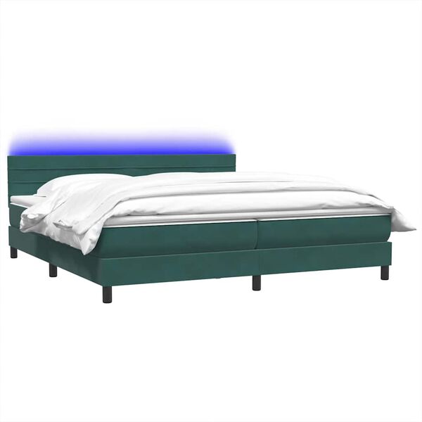 vidaXL Sommier &agrave; lattes de lit et matelas et LED vert fonc&eacute; 200x210cm velours