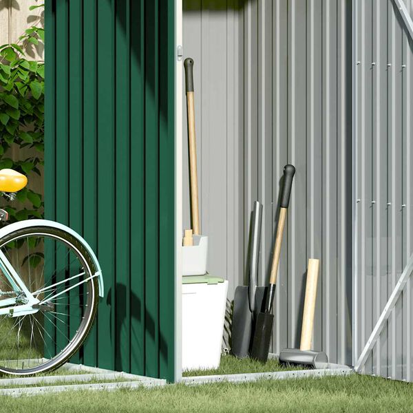 vidaXL Abri &agrave; bois de jardin Vert 245x98x159 cm Acier galvanis&eacute;