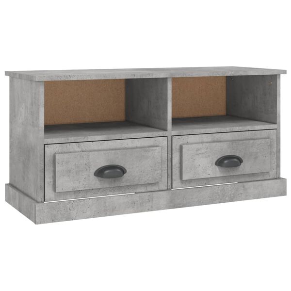 vidaXL Meuble TV gris b&eacute;ton 93x35,5x45 cm bois d'ing&eacute;nierie