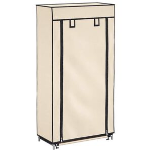 vidaXL Armoire &agrave; chaussures avec housse Cr&egrave;me 58x28x106 cm Tissu