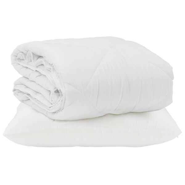 vidaXL Duvet d'&eacute;t&eacute; simple avec oreiller 2 pcs Blanc Microfibre