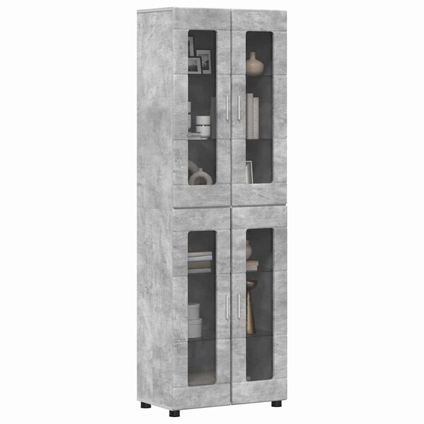 vidaXL Haut Armoire avec &eacute;tag&egrave;re FLORIN Gris b&eacute;ton 60 x 35 x 182 cm