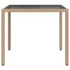 vidaXL Table de jardin 90x90x75cm Verre tremp&eacute; et r&eacute;sine tress&eacute;e Beige