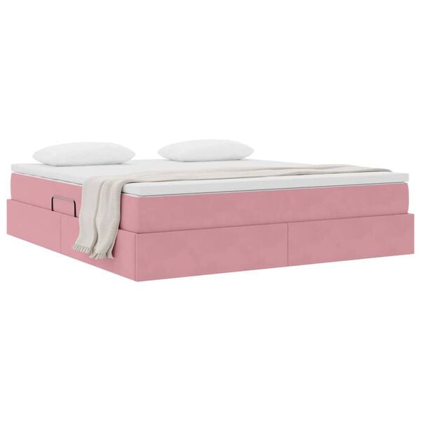 vidaXL Lit avec rangement et matelas Rose 180 x 200 cm Velours
