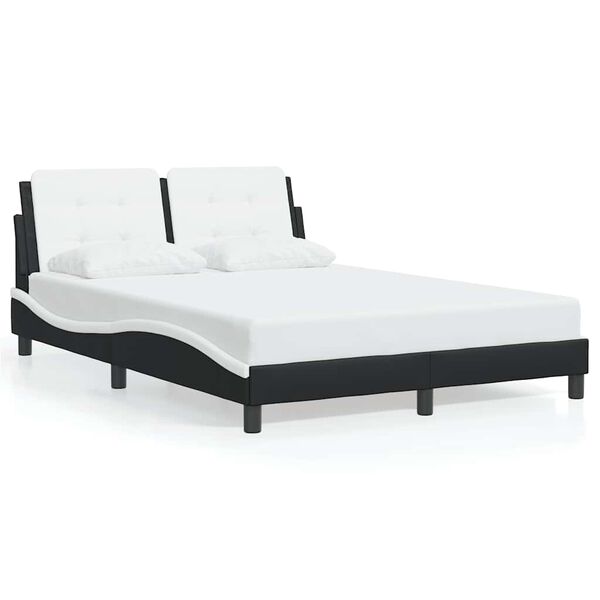 vidaXL Cadre de lit sans matelas Zadar noir et blanc 120x200 cm similicuir
