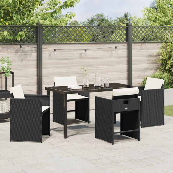 vidaXL Ensemble de salle à manger pour jardin 5 pcs Noir polyrotin