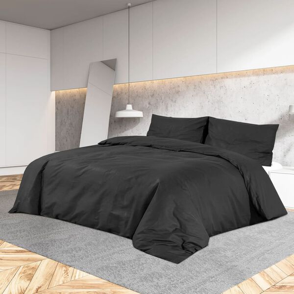 vidaXL Ensemble de housse de couette Noir 260x240 cm Microfibre légère
