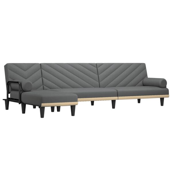 vidaXL Canap&eacute;-lit en forme de L gris fonc&eacute; 260x140x70 cm tissu