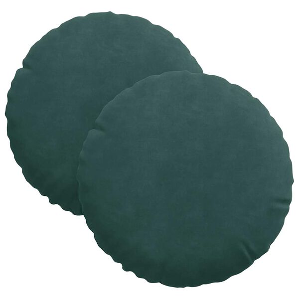 vidaXL Coussins de si&egrave;ge 2 pcs Vert fonc&eacute; &Oslash; 40 x 13 cm Velours