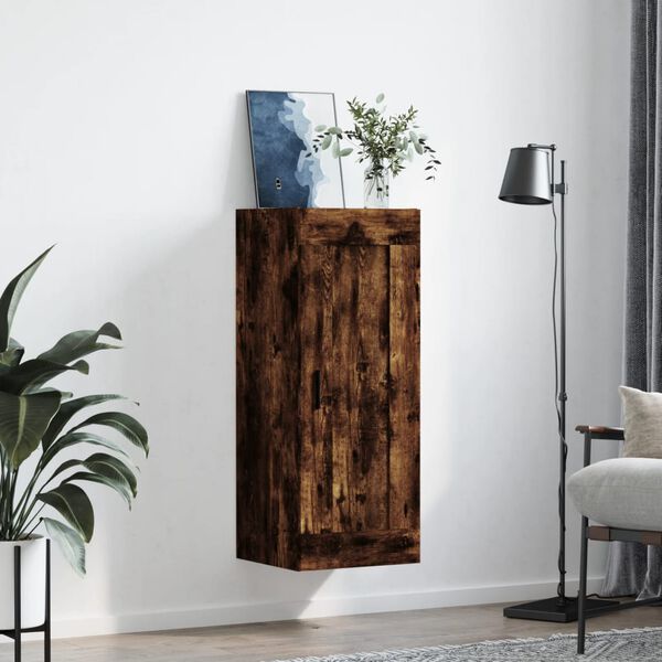 vidaXL Armoire murale ch&ecirc;ne fum&eacute; 34,5x34x90 cm bois d'ing&eacute;nierie