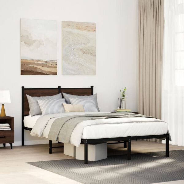 vidaXL Cadre de lit en métal sans matelas chêne marron 120x190 cm