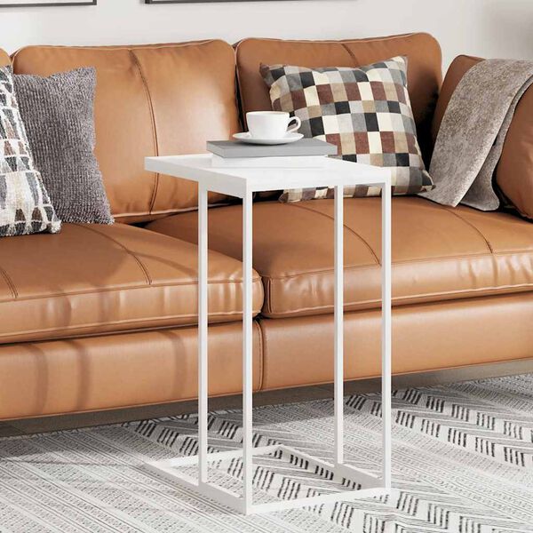 vidaXL Table d'appoint Blanc 40x30x59 cm Bois d'ing&eacute;nierie