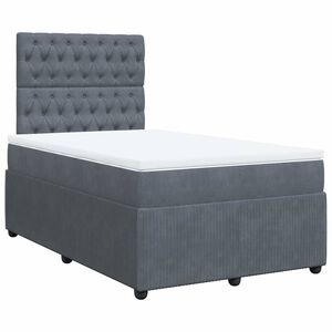 vidaXL Sommier &agrave; lattes de lit et matelas Gris fonc&eacute; 120x200cm Velours