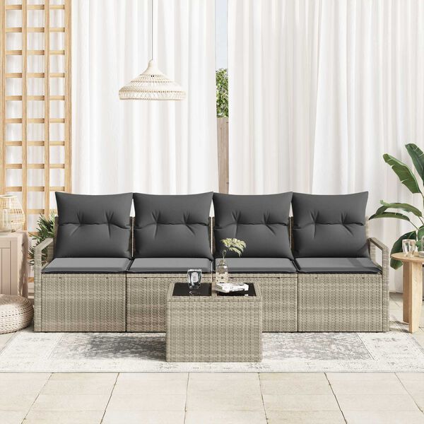 vidaXL Ensemble de Canapés 5 pcs Gris clair et gris foncé polyrotin