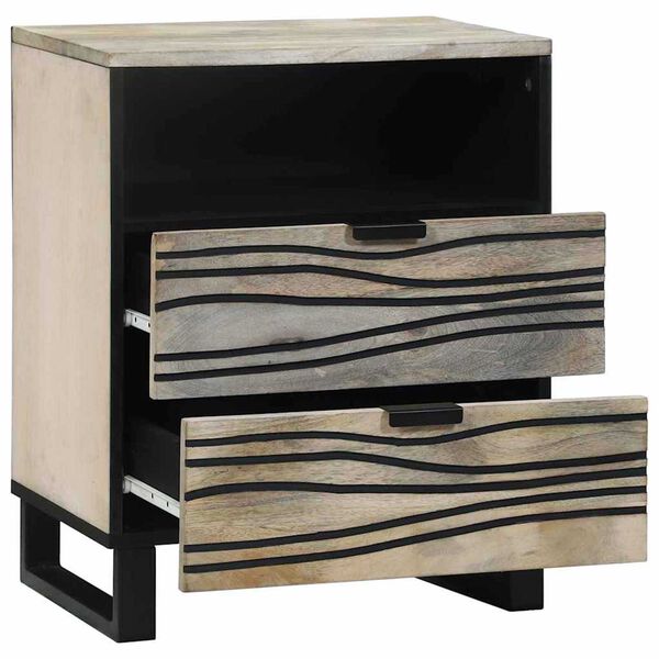 vidaXL Cabinet de chevet avec tiroir Blanc et Noir 50 x 33 x 62 cm