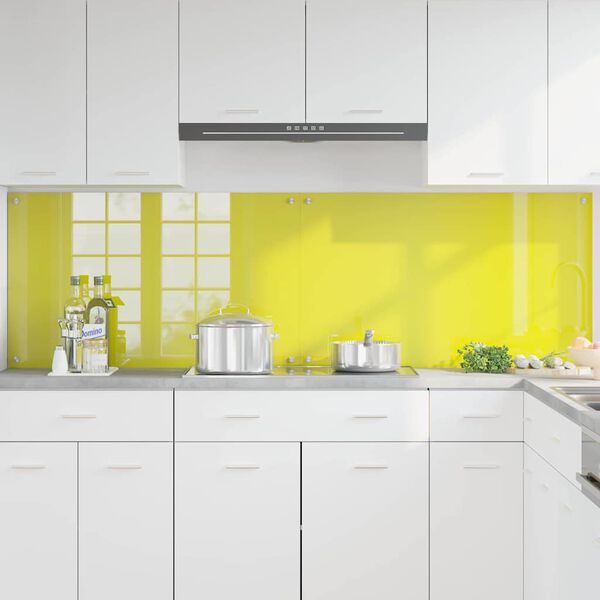 vidaXL Protection de cuisine 2 pcs Jaune 100 x 60 cm verre tremp&eacute;
