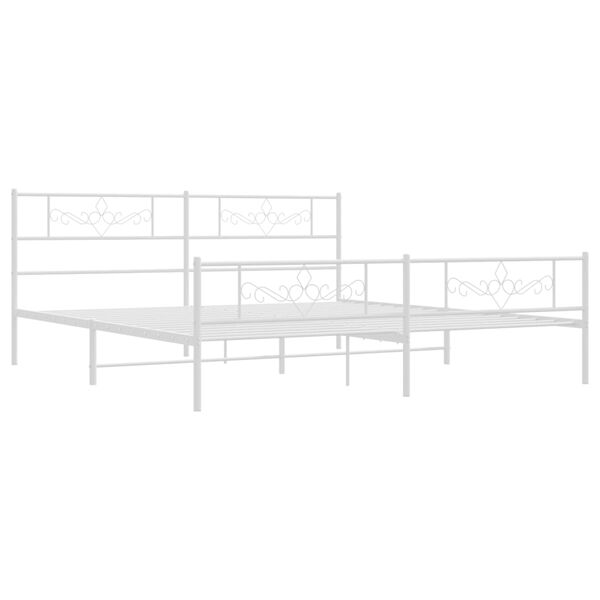 vidaXL Cadre de lit m&eacute;tal sans matelas et pied de lit blanc 200x200 cm