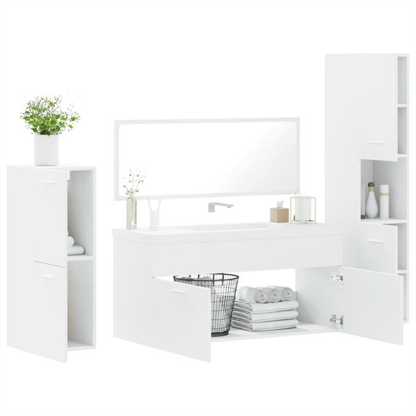 vidaXL Ensemble de meubles salle de bain 4 pcs blanc bois d'ing&eacute;nierie