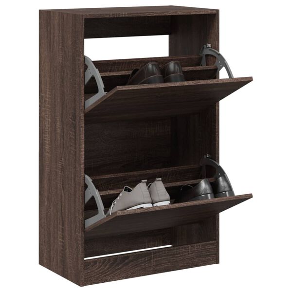 vidaXL Armoire &agrave; chaussures ch&ecirc;ne marron 60x34x96,5 cm bois ing&eacute;nierie