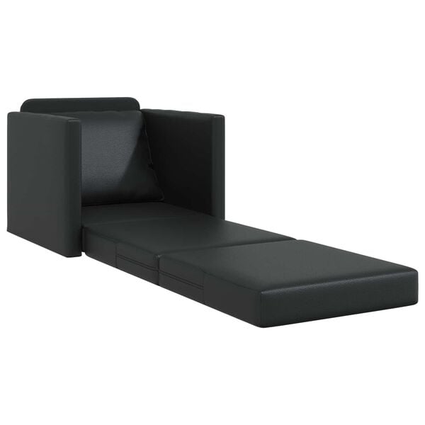 vidaXL Canap&eacute;-lit pliant Noir 74 x 77 x 81 cm PVC