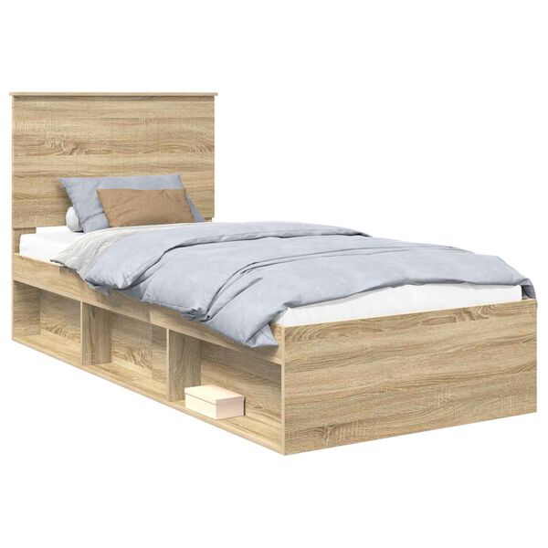 vidaXL Cadre de lit Ch&ecirc;ne Sonoma 90 x 190 cm Bois de pin massif