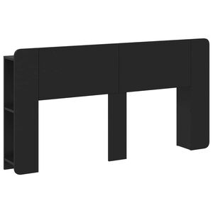 vidaXL Cabinet de T&ecirc;te de Lit avec stockage Noir Bois d'ing&eacute;nierie