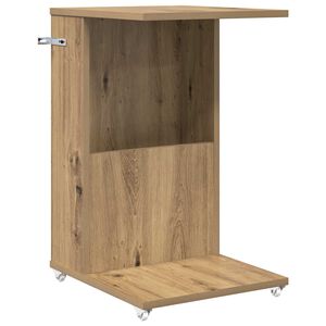 vidaXL Table d'appoint avec roue Ch&ecirc;ne artisanal 40 x 35 x 60 cm