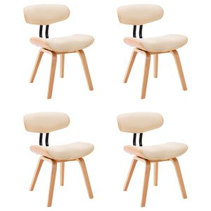vidaXL Chaises &agrave; manger lot de 4 cr&egrave;me bois courb&eacute; et similicuir