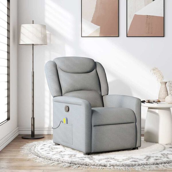vidaXL Fauteuil de massage inclinable Gris clair Tissu