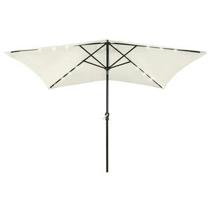 vidaXL Parasol de jardin avec LED et m&acirc;t en acier sable 2x3 m