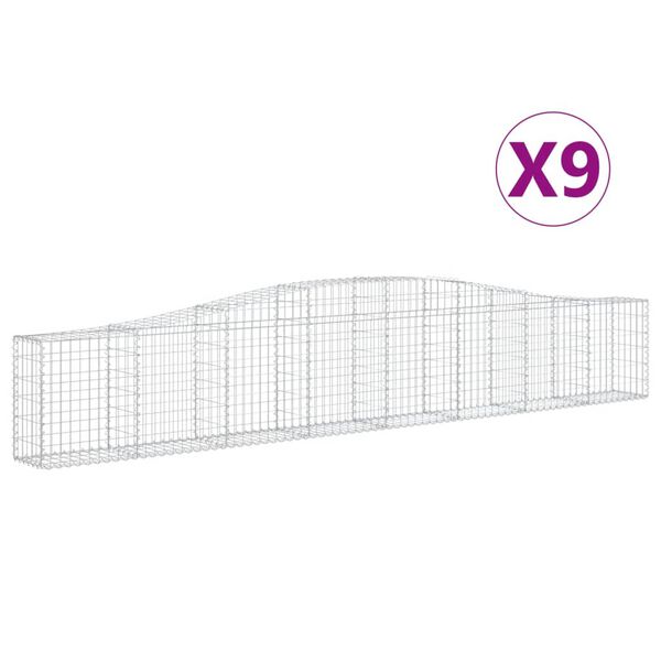 vidaXL Paniers &agrave; gabions arqu&eacute;s 9 pcs 400x30x60/80 cm Fer galvanis&eacute;
