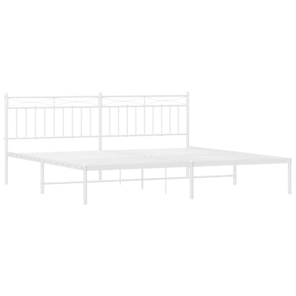 vidaXL Cadre de lit m&eacute;tal sans matelas et t&ecirc;te de lit blanc 200x200 cm