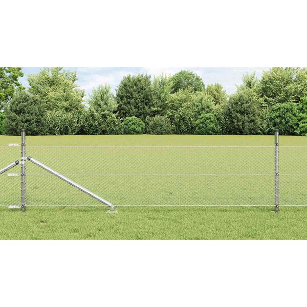vidaXL Clôture avec poteaux Argent 0,8 x 50 m Acier recouvert de PVC