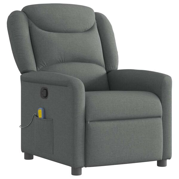 vidaXL Fauteuil de massage inclinable Gris fonc&eacute; Tissu