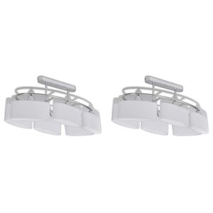 vidaXL Plafonnier avec abat-jours en verre ellipso&iuml;de 2 pcs E14