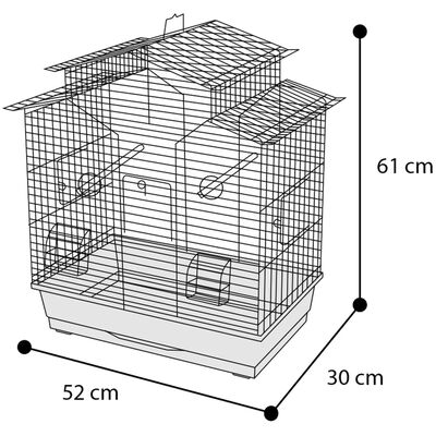 FLAMINGO Cage à oiseaux Numfor Noir 52x30x61 cm