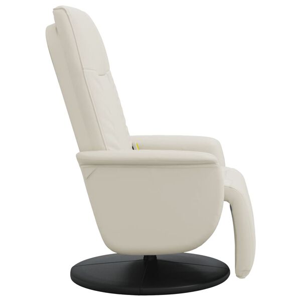 vidaXL Fauteuil inclinable de massage et repose-pieds cr&egrave;me similicuir