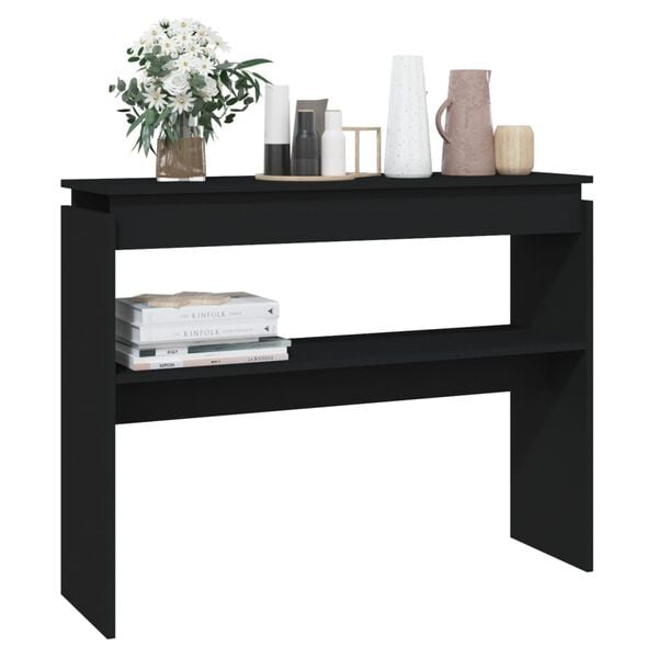vidaXL Table console noir 102x30x80 cm bois d'ingénierie
