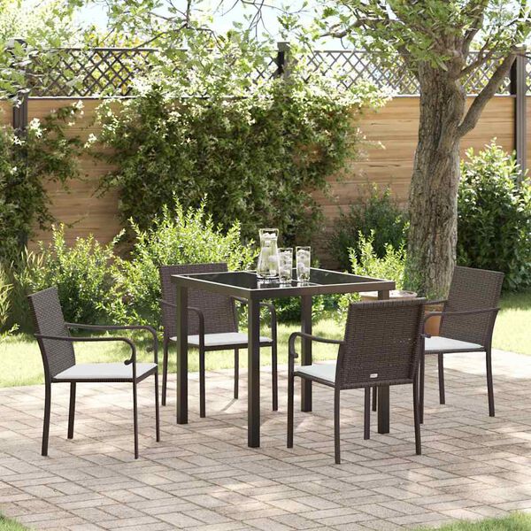 vidaXL Ensemble de salle &agrave; manger pour jardin 5 pcs Marron Poly rotin