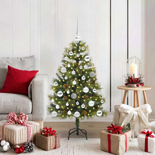 vidaXL Sapin de No&euml;l artificiel avec branches pliables et c&ocirc;nes 120 cm