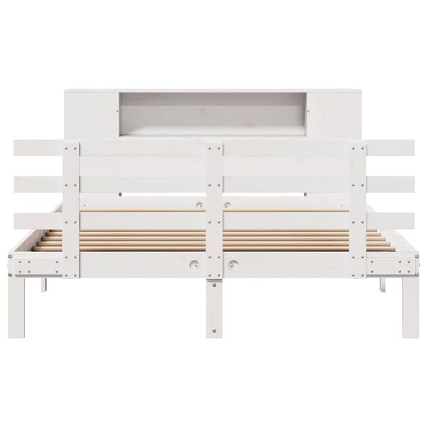 vidaXL Lit bibliothèque sans matelas blanc 135x190 cm bois pin massif
