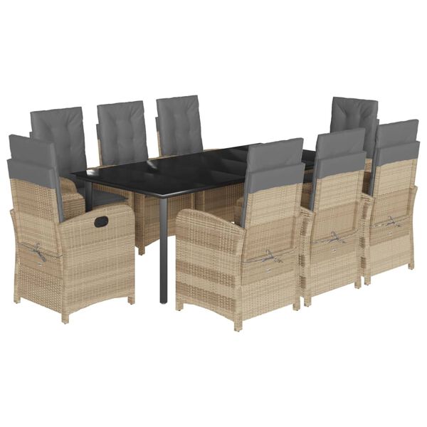 vidaXL Ensemble &agrave; manger de jardin et coussins 9 pcs m&eacute;lange beige