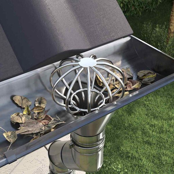 vidaXL Garde-feuilles de Goutti&egrave;re 2 pcs Argent 50 mm Acier inoxydable